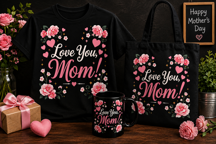 Love You Mom PNG | Romantic Floral Mother’s Day Design