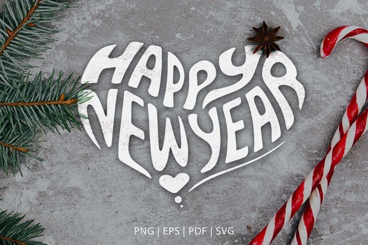 Heart-Shaped Lettering SVG, PNG, Valentine's Day & New Year example image 1