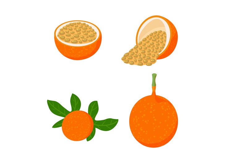 Maracuja icons set, isometric style