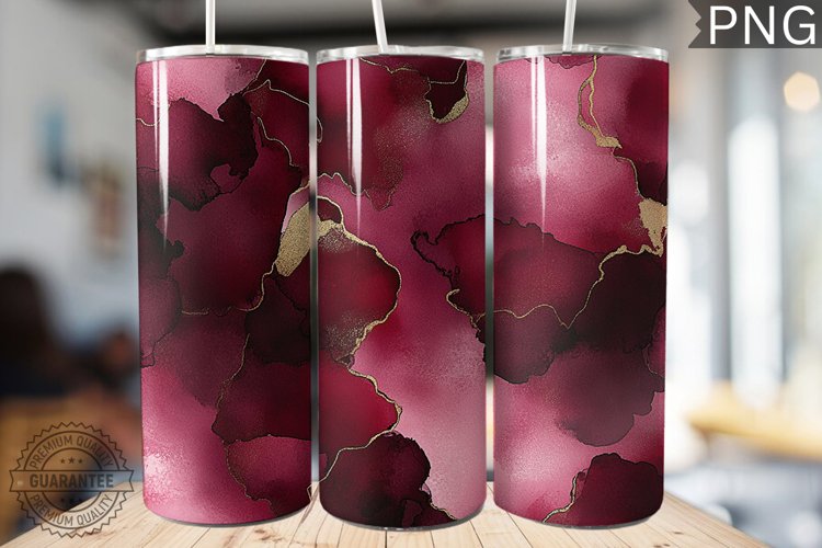Burgundy Alcohol Ink Tumbler Wrap - High Quality 300 Dpi