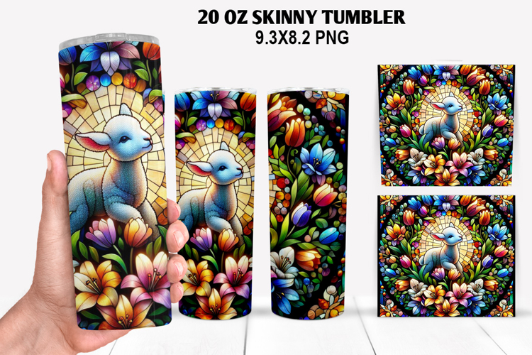 Lamb Skinny Tumbler 20oz Wrap Design, Easter Tumbler PNG