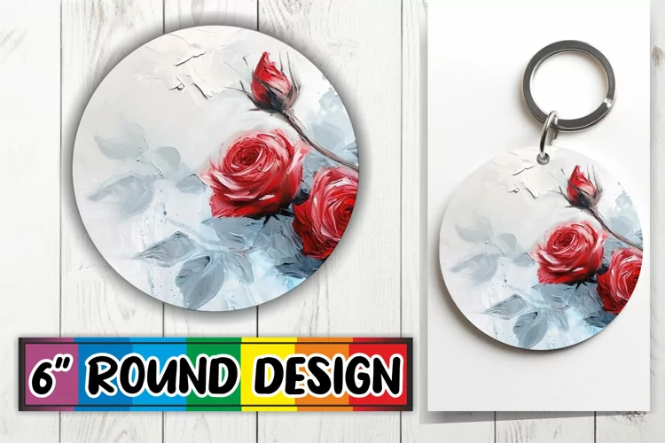 Petal Paradise Circle Wrap: Vibrant Sublimation Keychain