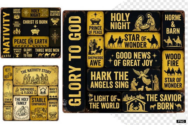 Christmas Nativity Signs PNG example image 1