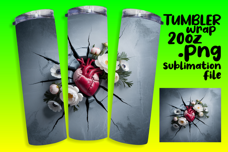 EYE-CATCHING 20oz Sublimation Tumbler , 3D Heart