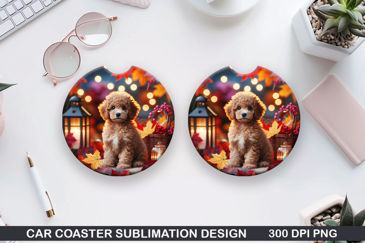 Goldendoodle Car Coaster Sublimation| Halloween Coaster PNG