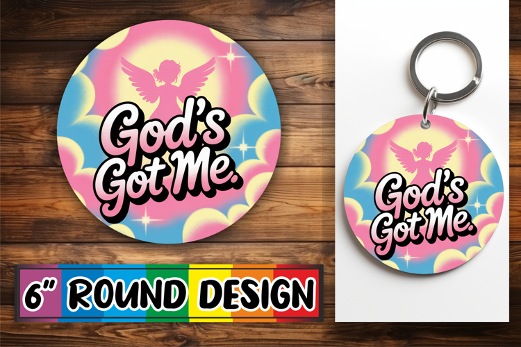 Playful Circle Keychain Sublimation, Religious