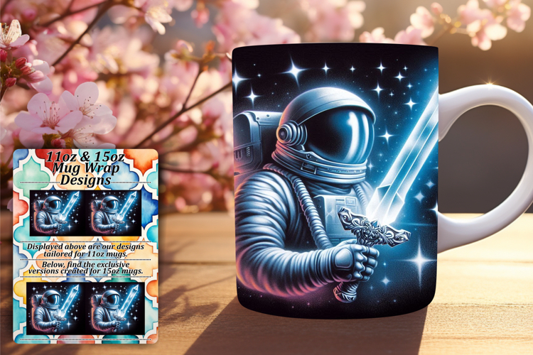 Elegant 15oz Mug Wrap Png Template , Astronaut