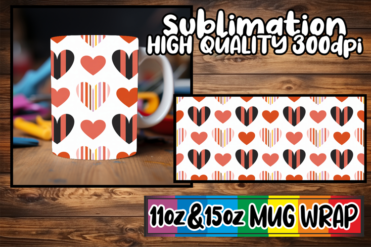 Lively dreams 11oz 15oz sublimation wrap, Valentine's Patter