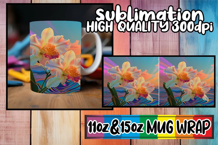 Retro Floral Reverie: Mug Wrap Sublimation