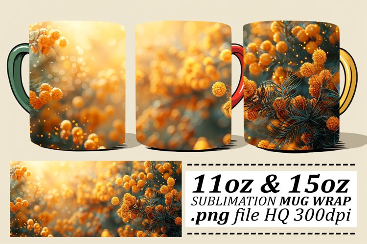 Floral Mug Wrap - Spring Blossom Pattern 11oz 15oz example image 1