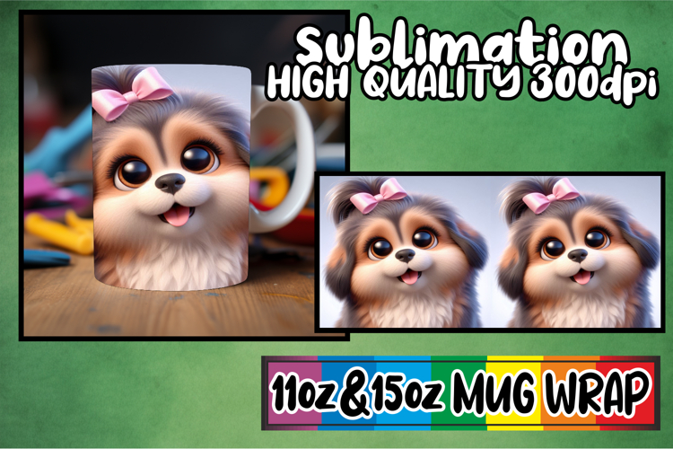 Beautiful sunsets sublimation mug wrap, 3D Dog