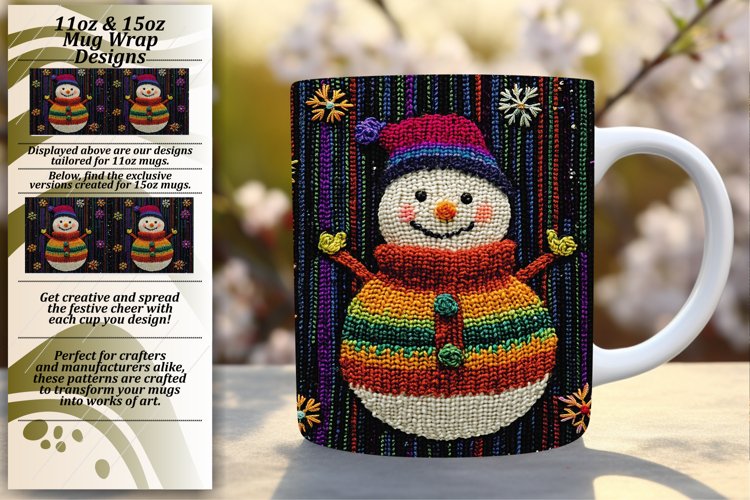 Artistic 11oz Mug Wrap Png Template , Snowman