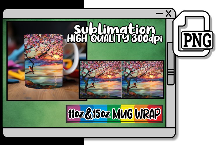 Dynamic Stained Glass Mug Wrap Impressions 11oz/15oz example image 1