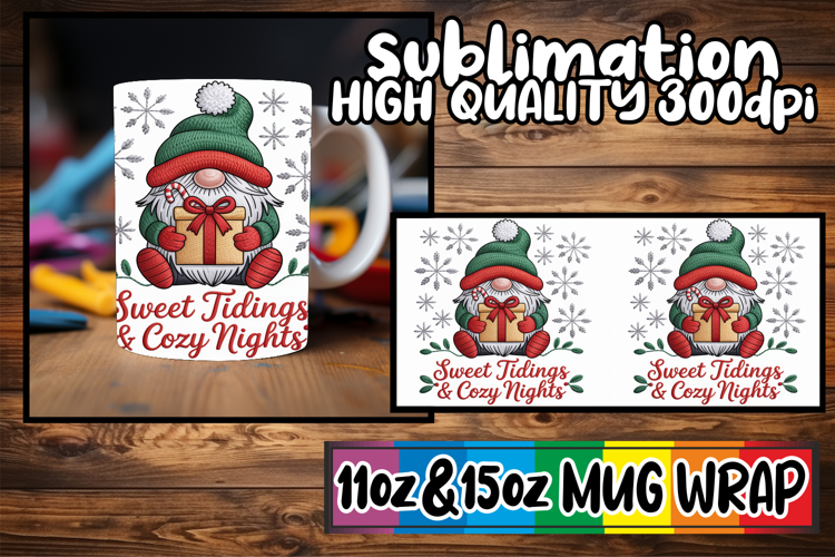 Blissful sunsets 11oz 15oz sublimation wrap, Holiday Gnome