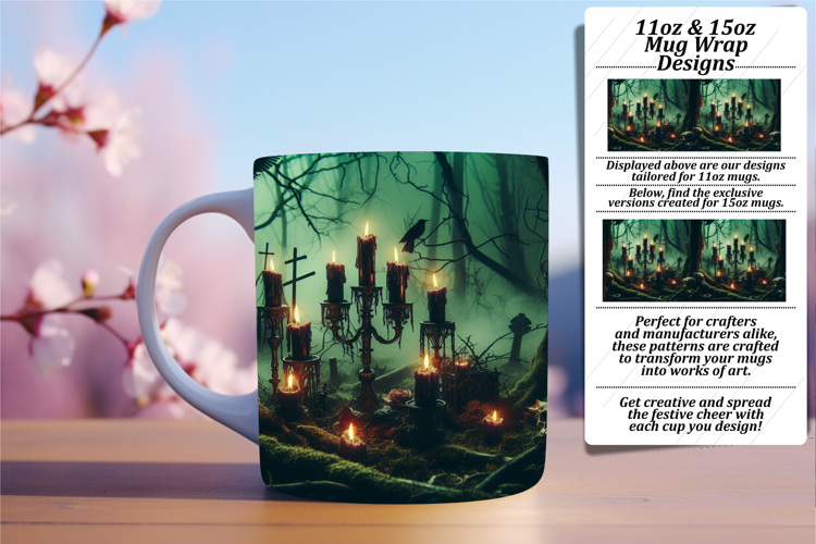 Whimsical 15oz Mug Wrap Png Artwork , Horror Halloween