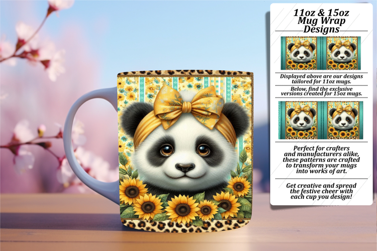 Unique 15oz Mug Wrap Png Design , Cute Animals