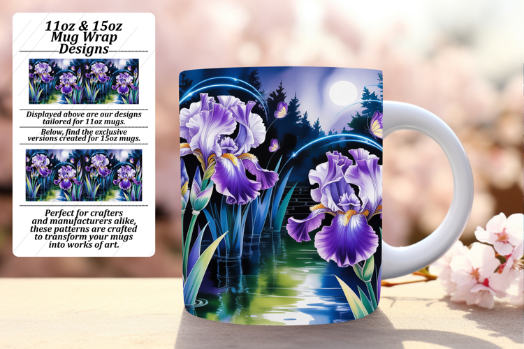 Nature 15oz Mug Wrap Png Design , Flowers