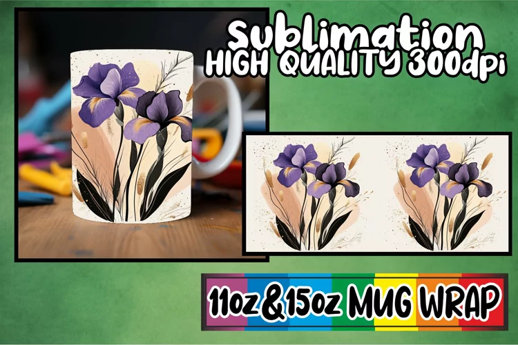 Happy days 11oz 15oz mug wrap, Flower