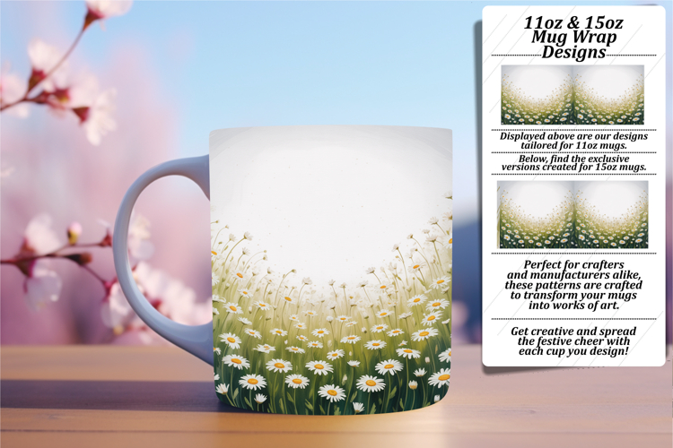 Vibrant 11oz Mug Wrap Png Template , Flowers