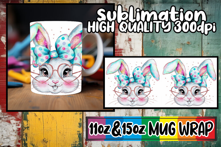 Happy days 11oz 15oz mug wrap, Easter Bunny example image 1