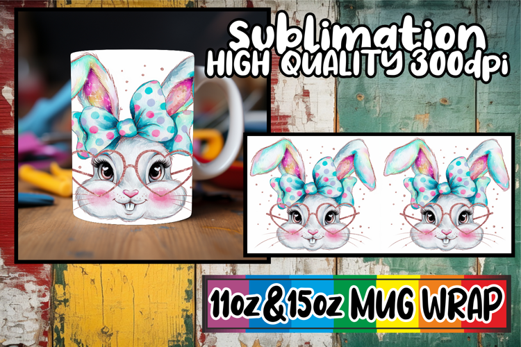 Happy days 11oz 15oz mug wrap, Easter Bunny