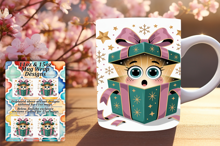 Artistic 15oz Mug Wrap Png Design , Cute Christmas