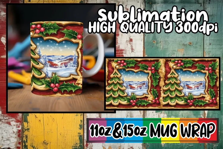 Sunshine bliss sublimation mug wrap, Christmas