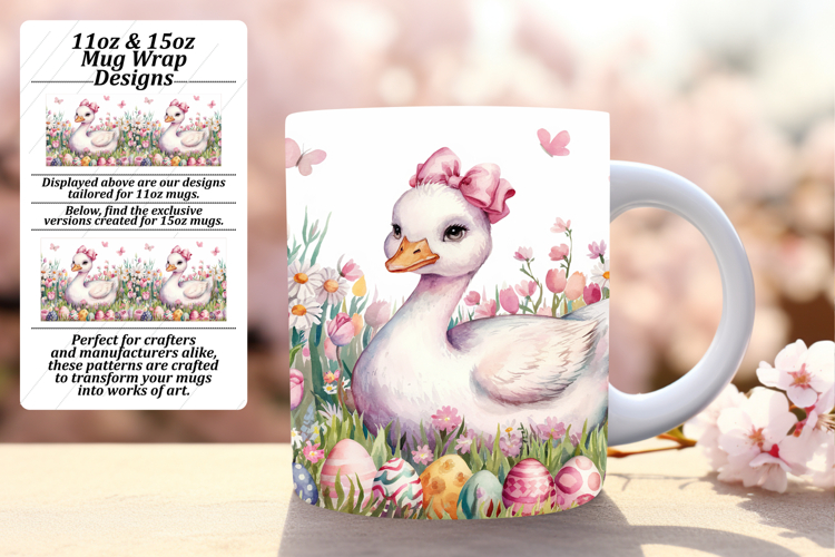 Charming 15oz Mug Wrap Png Design , Cute Easter