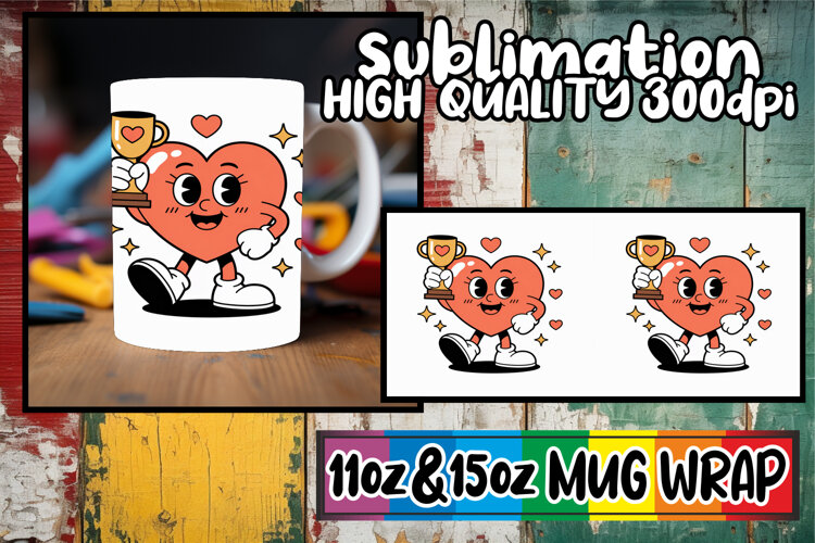 Bright spirits 11oz 15oz sublimation wrap, Valenines Heart example image 1