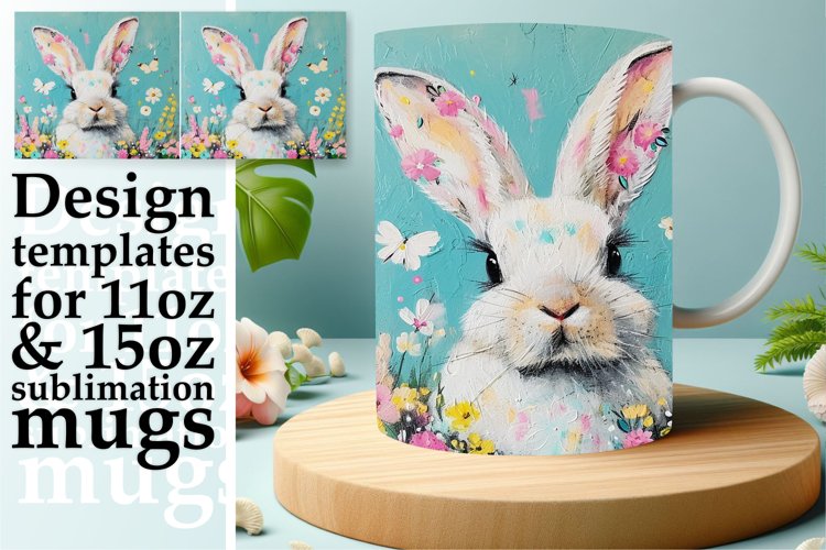 Watercolor Easter Bunny Mug Art: Springtime Joy