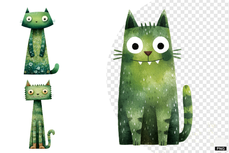Green Zombie Cat Clipart