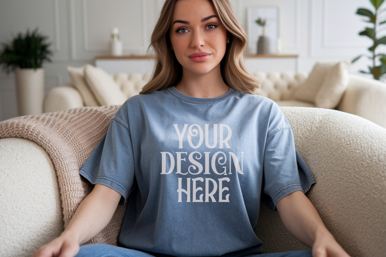 Denim Comfort Colors 1717 T-shirt Mockups,1717 Mockups