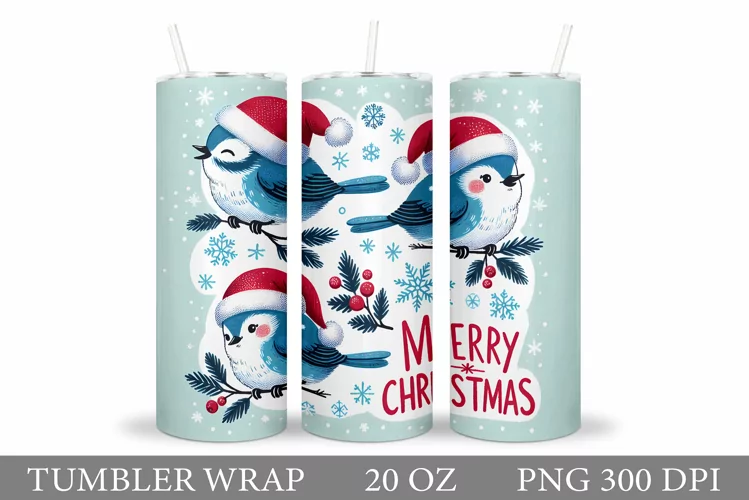 Christmas Birds Tumbler. Christmas Tumbler Sublimation