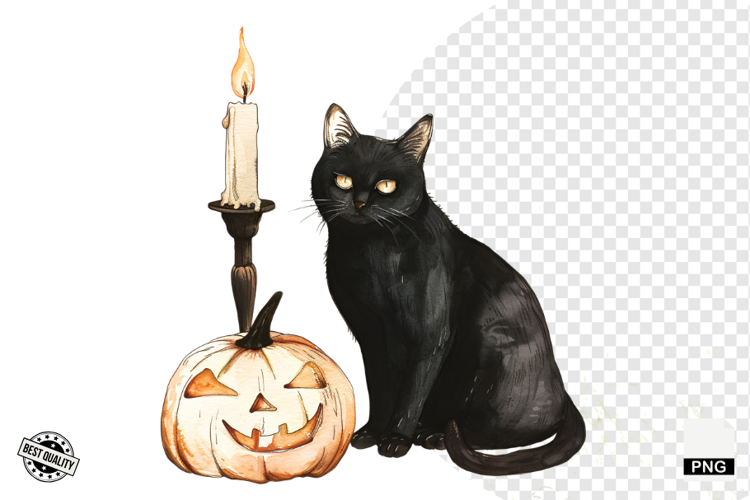 Watercolor Gothic Halloween Clipart