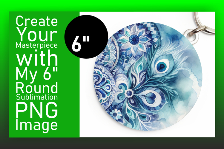Bright Circle Design Keychain Template , Watercolor Patter