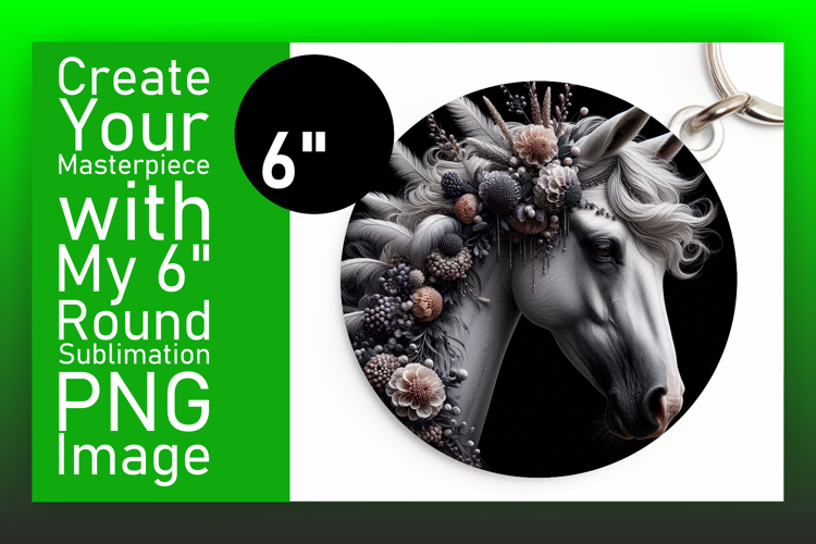 Chic Circle PNG Keychain Design , Horse