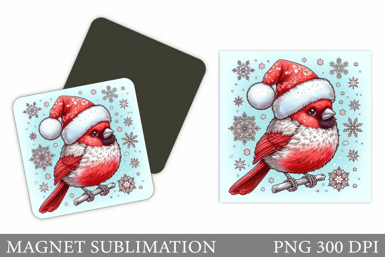 Cardinal Magnet Design. Christmas Magnet Sublimation