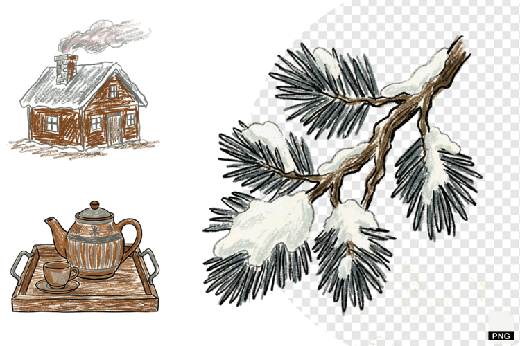 Rustic Winter Days Clipar