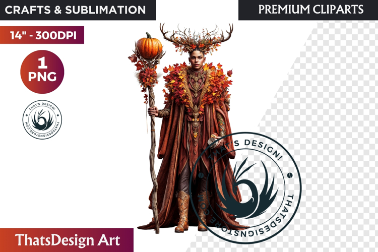 Fantasy Autumn Guardian - Epic Fall Character Clipart PNG