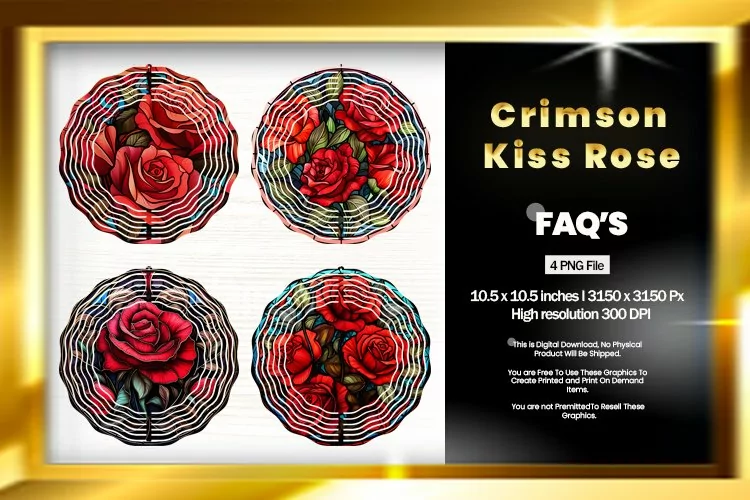 Crimson Kiss Rose Wind Spinner Sublimation - 04 Variations