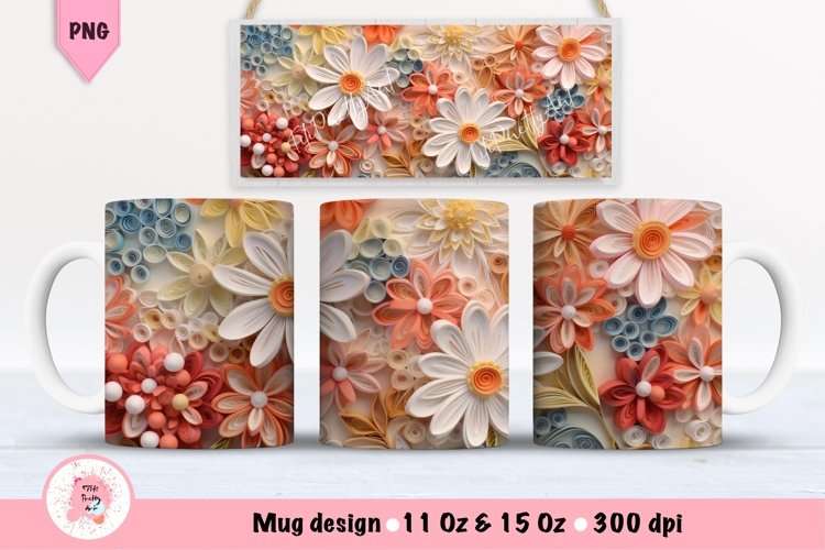 Pastel Flowers 3D Mug Wrap For 11 oz and 15 oz