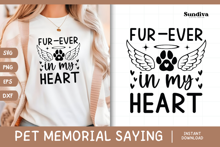 Pet Memorial Quote SVG | Fur Ever In My Heart