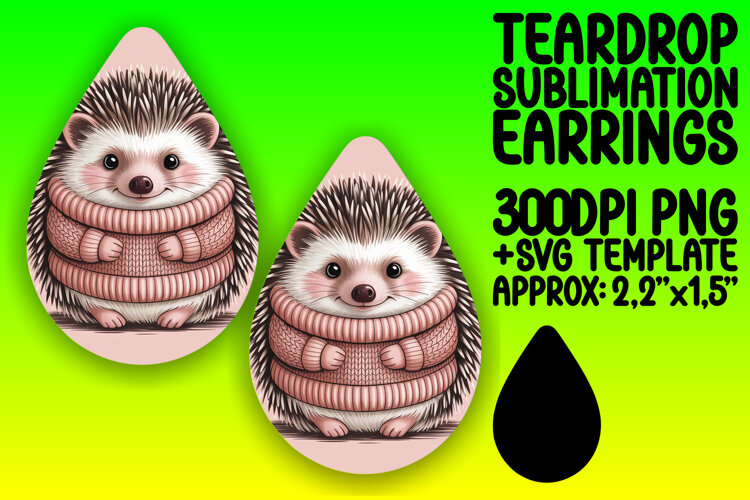 Creative Teardrop Earrings Template Art , Valenines Animals example image 1