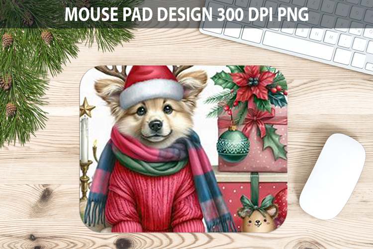 Dog Mouse pad Sublimation - Christmas Animal PNG Design