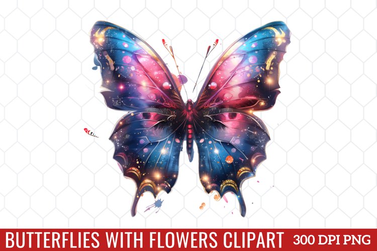 Butterflies With Flowers Clipart
