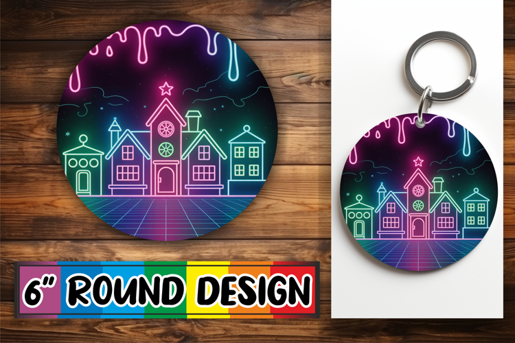Cheerful Sublimation Circle Coasters, Winter