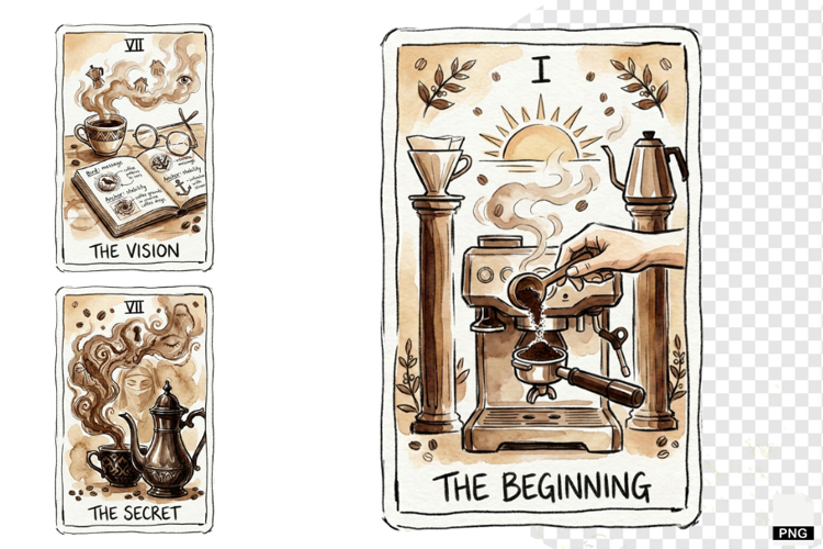 Coffee Time Tarot Cards PNG
