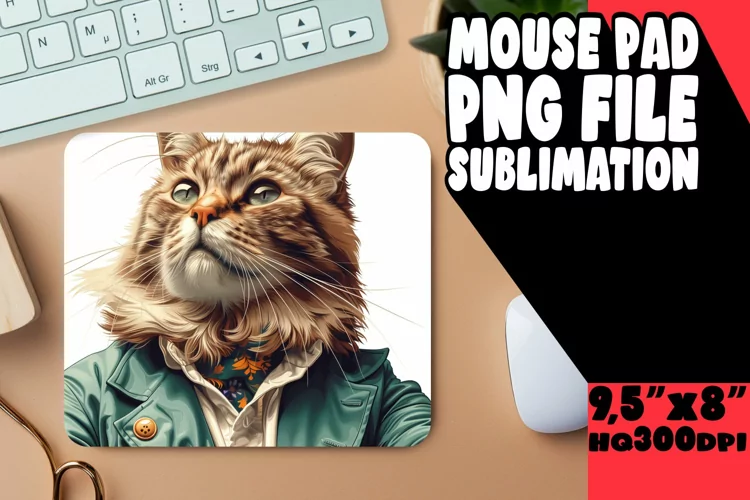 Quirky Funny Cat Sublimation Mousepad PNG