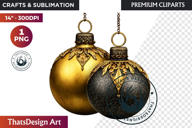 Christmas Baubles Clipart, Festive Holiday Ornaments PNG