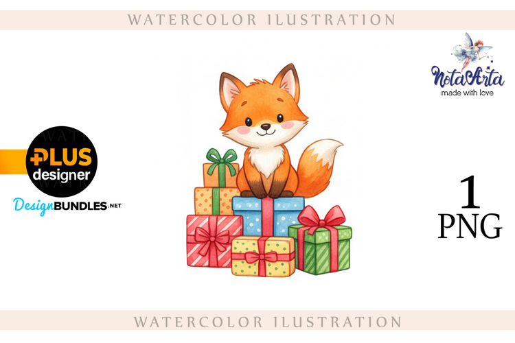 Illustration of a cute Christmas fox